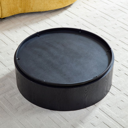 35.43 Inch Modern Round Coffee Table MDF Coffee Table for Living Room,Drum Center Table for Apartment,No Need Assembly,Black W2582P188323 image 7