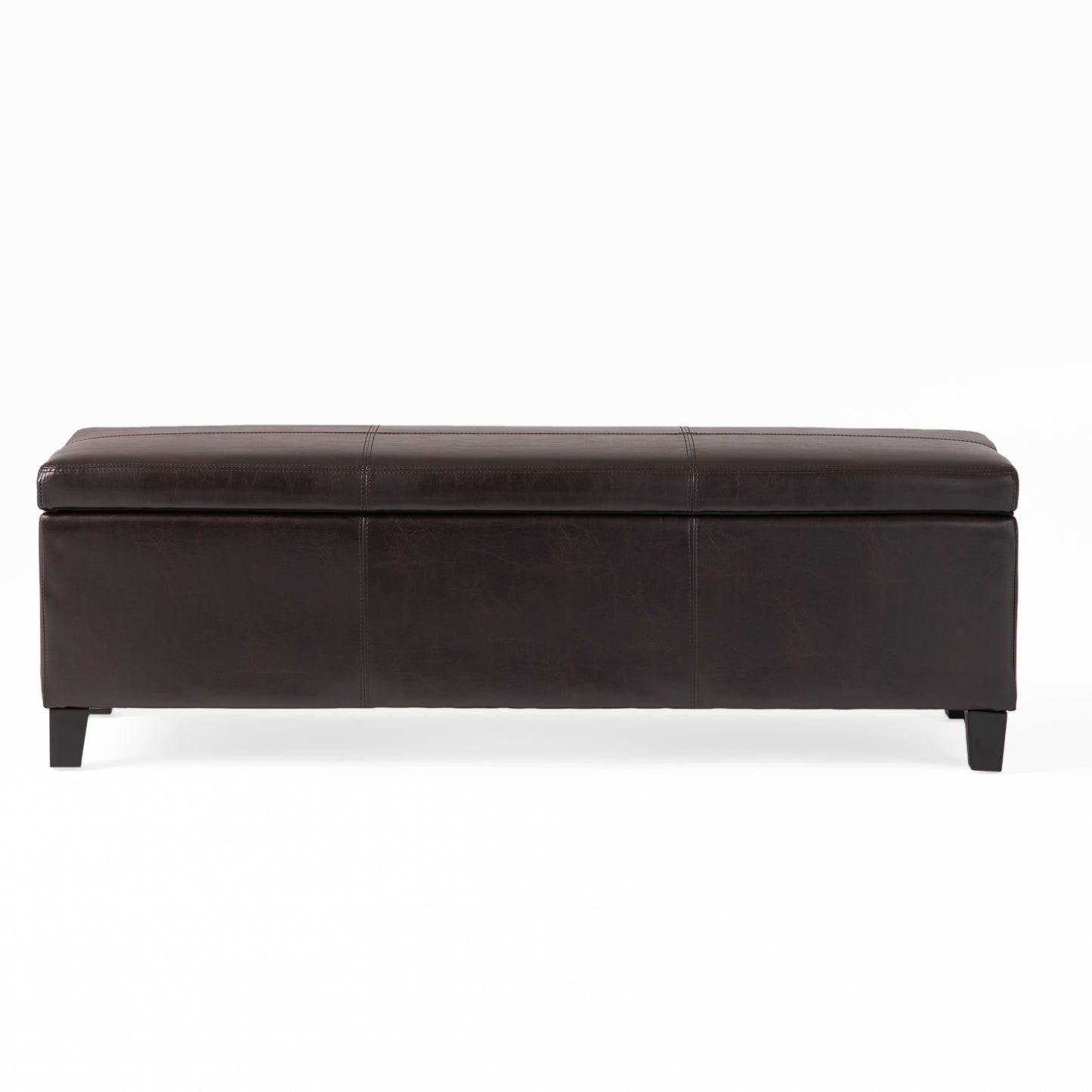 Upholstered PU Leather Storage Ottoman, Solid Wooden Legs (old sku 57742.00BRN) image 5