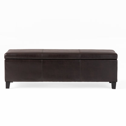 Upholstered PU Leather Storage Ottoman, Solid Wooden Legs (old sku 57742.00BRN) image 5