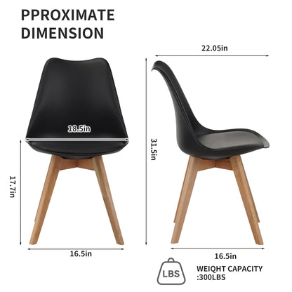 Set of four dining chairs, medieval modern style dining chairs for kitchen and dining room, with wooden legs, black image 3