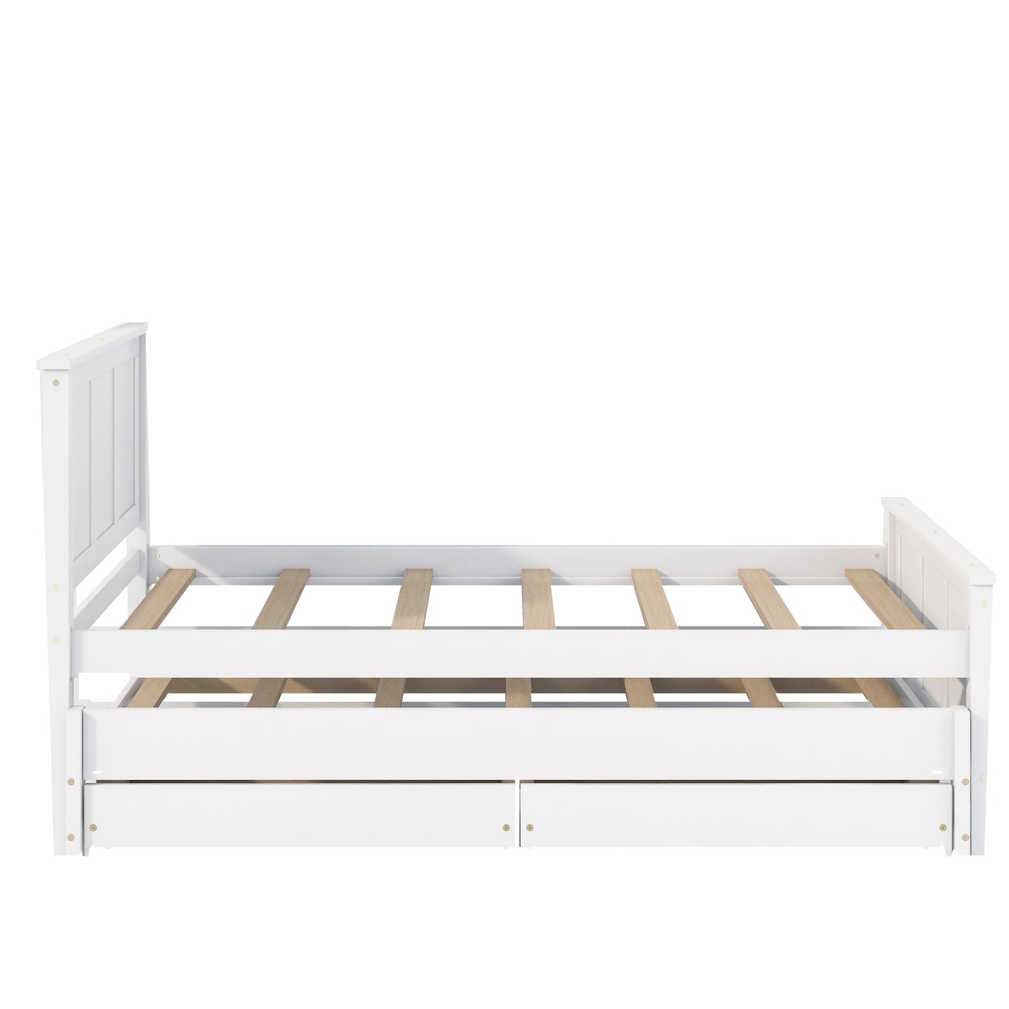 Twin Size Platform Bed with Trundle and Drawers, White(Old Sku:WF298815AAK) image 7
