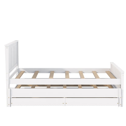 Twin Size Platform Bed with Trundle and Drawers, White(Old Sku:WF298815AAK) image 7