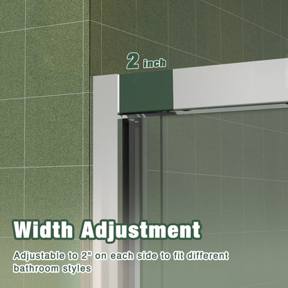 56-60"x70" Aluminum Frame Double Sliding Shower Door,Bypass Bathroom Sliding Door with Premium 5/16" (8mm) Clear Tempered Glass, Chrome Hardware Sliding Glass Shower Enclosure,Chrome Finished image 7