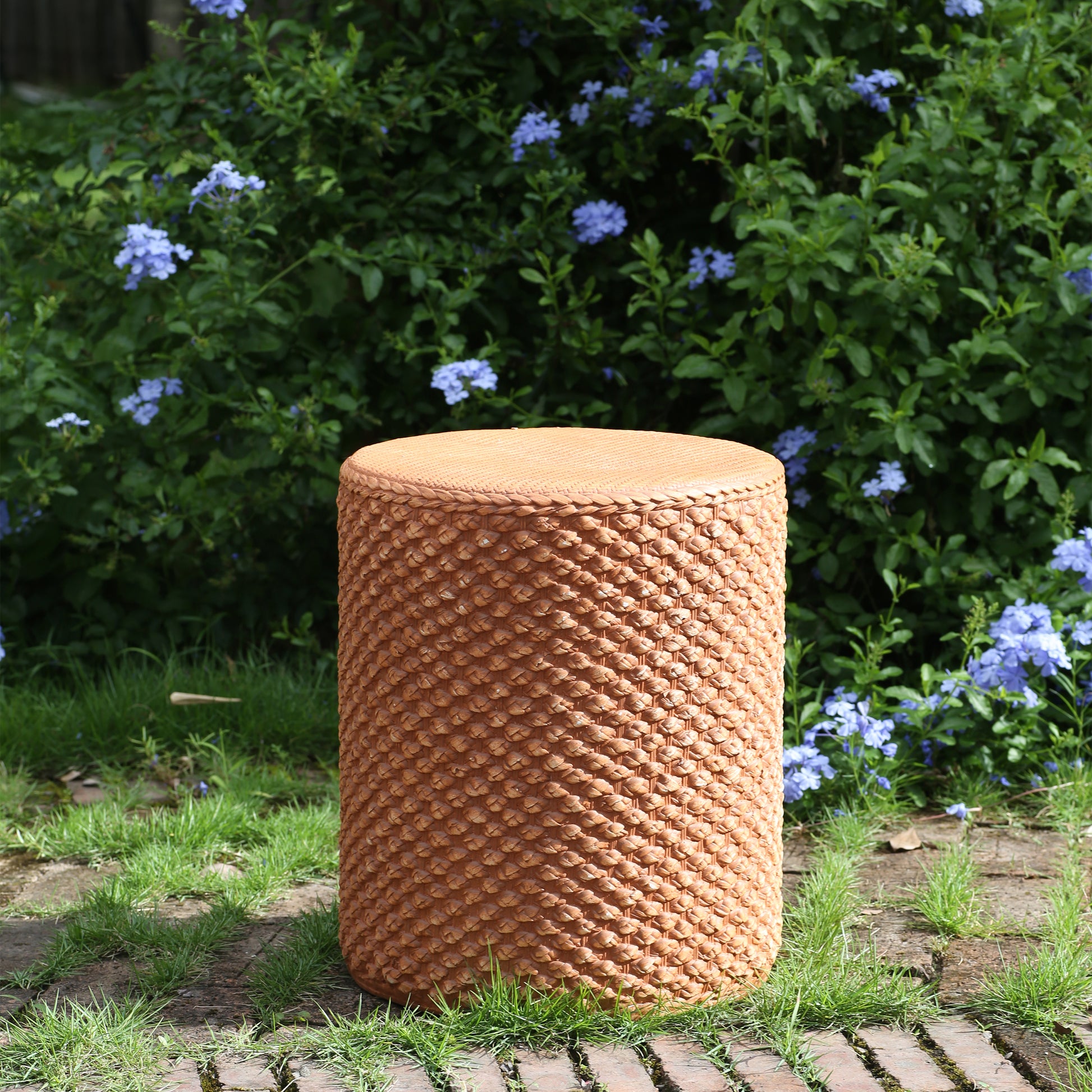 Evie Outdoor Patio Round MGO Side Table, Brown image 1