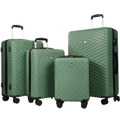 luggage 4-piece ABS lightweight suitcase with rotating wheels, 24 inch and 28 inch with TSA lock, (16/20/24/28) GREEN image 1