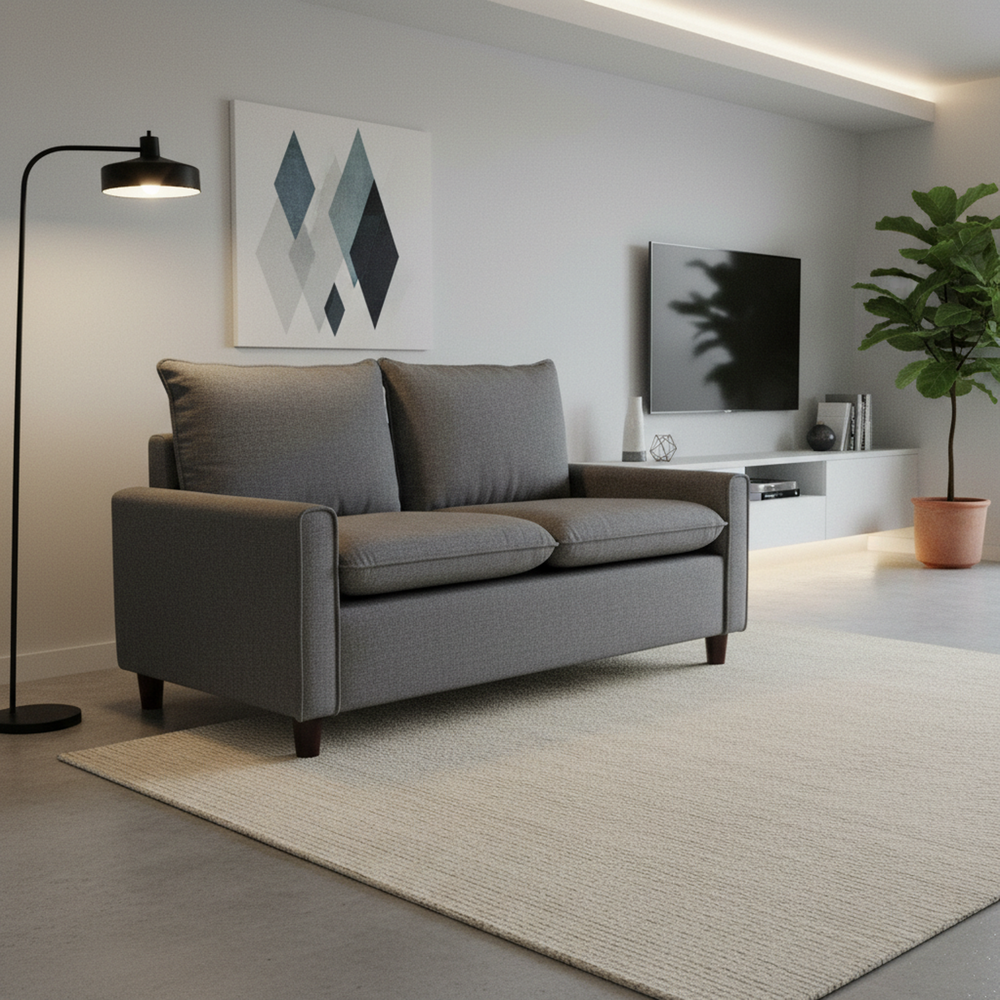 Container Furniture Direct Kathy Collection Modern Contemporary Fabric Upholstered Livingroom Loveseat Sleeper, Dark Grey image 2