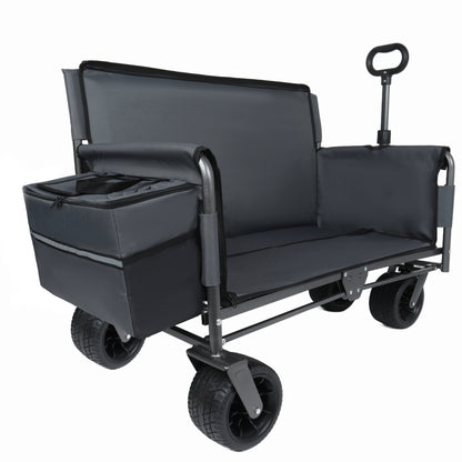 3-in-1 Folding Wagon Cart with Bench Seat & Storage patent protection - Includes 1 ice pack, 500lbs Heavy-Duty Utility Wagon, 180L Capacity All-Terrain Wheels for Camping, Beach, Sports, Garden, gray image 12