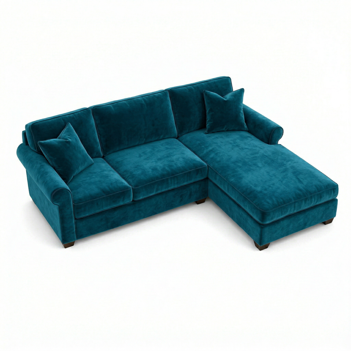 Irlanda Sectional – Made in USA, Custom Fabric Options, L-Shaped Sectional Wholesale Sectional Furniture - Velvet Antique Peacock - Velvet image 5