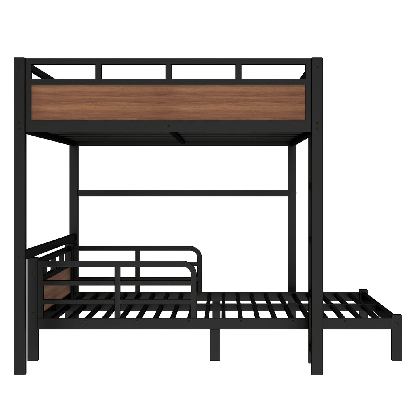 Queen over Queen Metal Bunk Bed/Metal Loft Bed,Separable Bunk Beds,with raised security fence,Walnut Color image 8