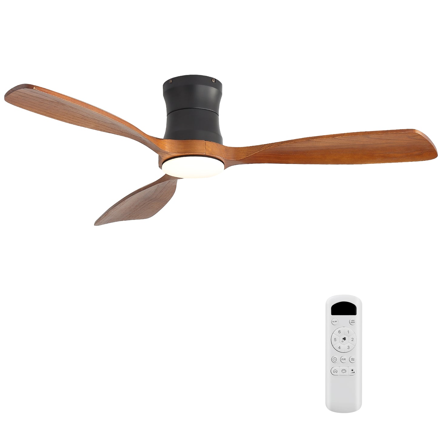 48-Inch Ceiling Fan with Light, Dimmable LED with Memory, Quiet DC Motor, 3F Wood Blades – for Bedroom, Living Room image 1