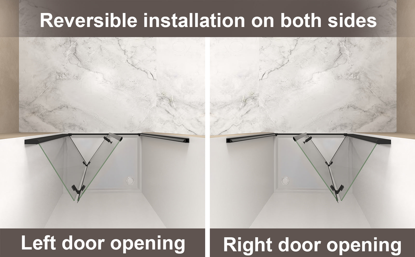 29-28"x 72" Bifold Shower Door, 1/4"(6mm) Tempered Glass, Matte Black Aluminum Frame, Explosion Proof Film image 12