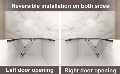 29-28"x 72" Bifold Shower Door, 1/4"(6mm) Tempered Glass, Matte Black Aluminum Frame, Explosion Proof Film image 12