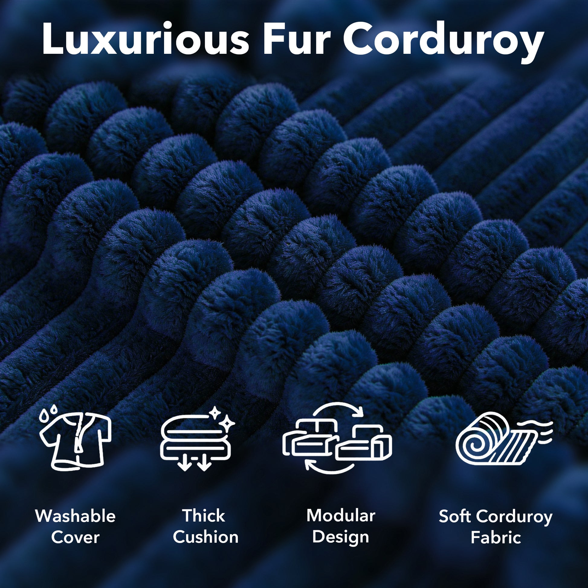 Modular Sectional Cloud Couch for Living Room - 130" Modular U Shaped Sectional Couch, No Assembly Compression Sofas, Comfy Floor Sofa with Memory Foam,Blue image 10