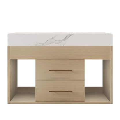 29.9" Modern Floating Bathroom Vanity with Sintered Stone Top Ceramic Undermount Sink Wall-Mounted for Small Bathrooms, Apartment image 8