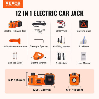 Electric Car Jack, 5 Ton/11023 LBS Hydraulic Jack with Electric Impact Wrench, Portable Car Lift with Built-in Inflatable Pump, and LED Light for SUV MPV Sedan Truck Change Tires Garage Repair image 8