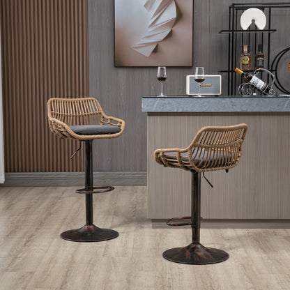 Modern Swivel Bar Stools Set of 2 Adjustable Counter Height Chairs with Footrest for Kitchen, Dining Room (Gray) image 6
