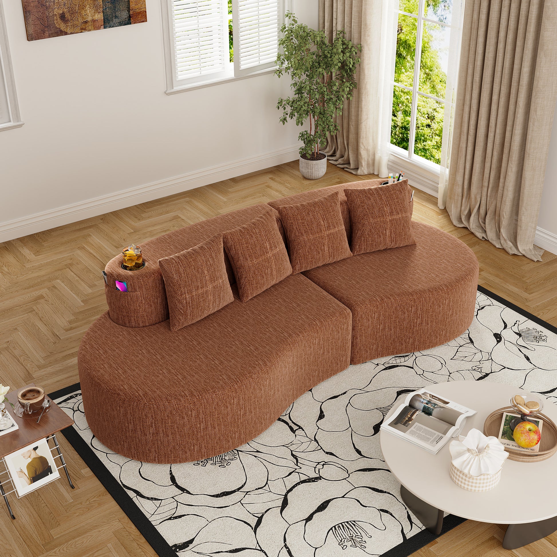 Modern Curved Sectional 3 Seat Minimalist Elegant Half Moon Sofa Compressed Modular Sectional Sofa for Living Room, Office, Apartment image 10