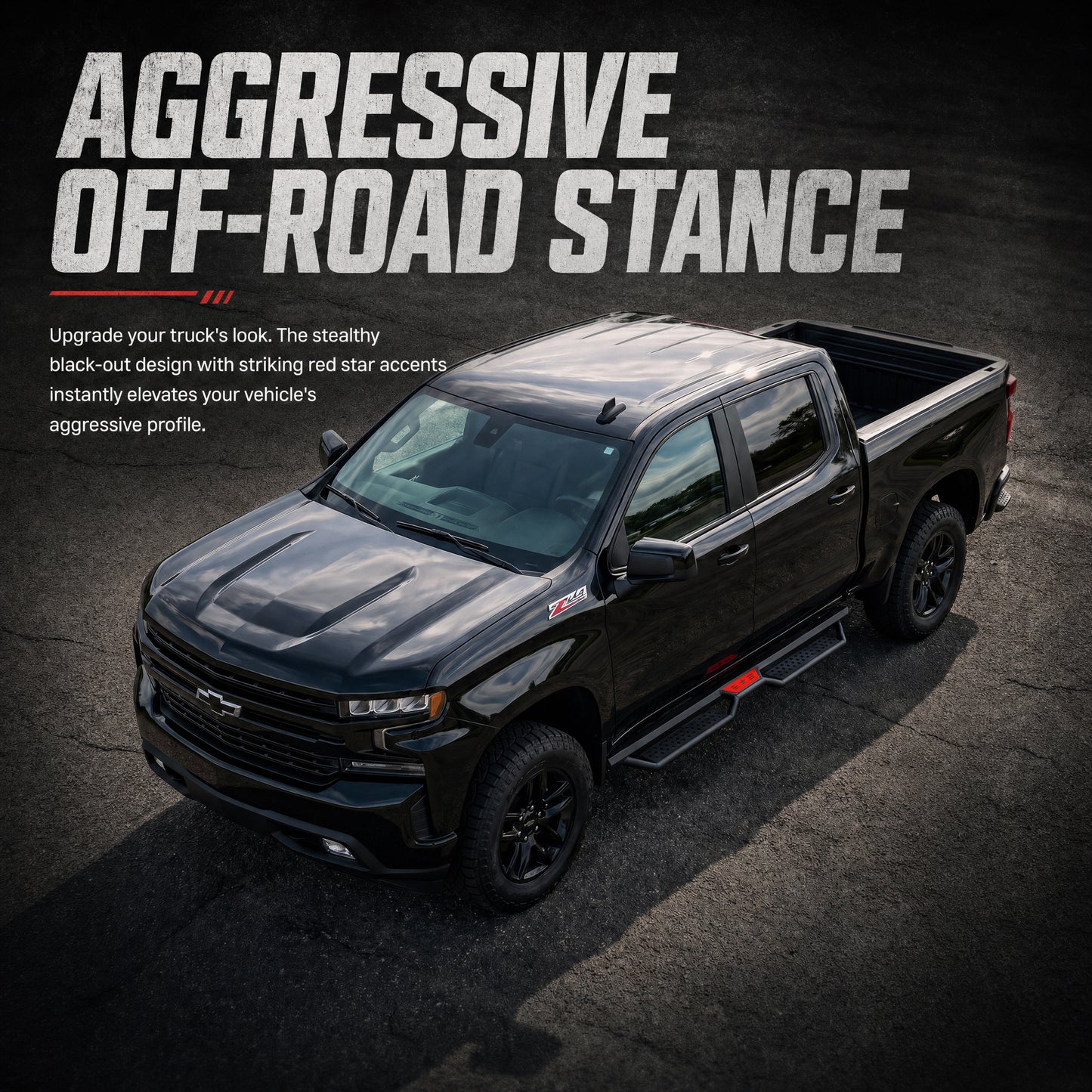 6" Running Boards For 2019-2026 Chevy Silverado 1500 Crew Cab, 2020-2026 Silverado/Sierra 2500HD 3500HD Crew Cab, Two Stairs Design Nerf Bars Step Bars Hexagonal style image 4