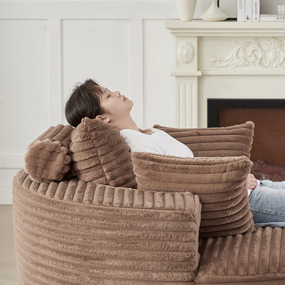 55'L Corduroy Sponge single sofa,No Assembly Required,Fluffy Modern Sleeper Chair for Living room, Bedroom, Lounge and Projection Room(Not a swivel chair.) image 2
