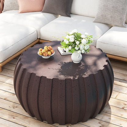 35.43" Modern Waterproof Coffee Table, Durable MgO Cement Design,Indoor & outdoor compatible(Brown) image 3