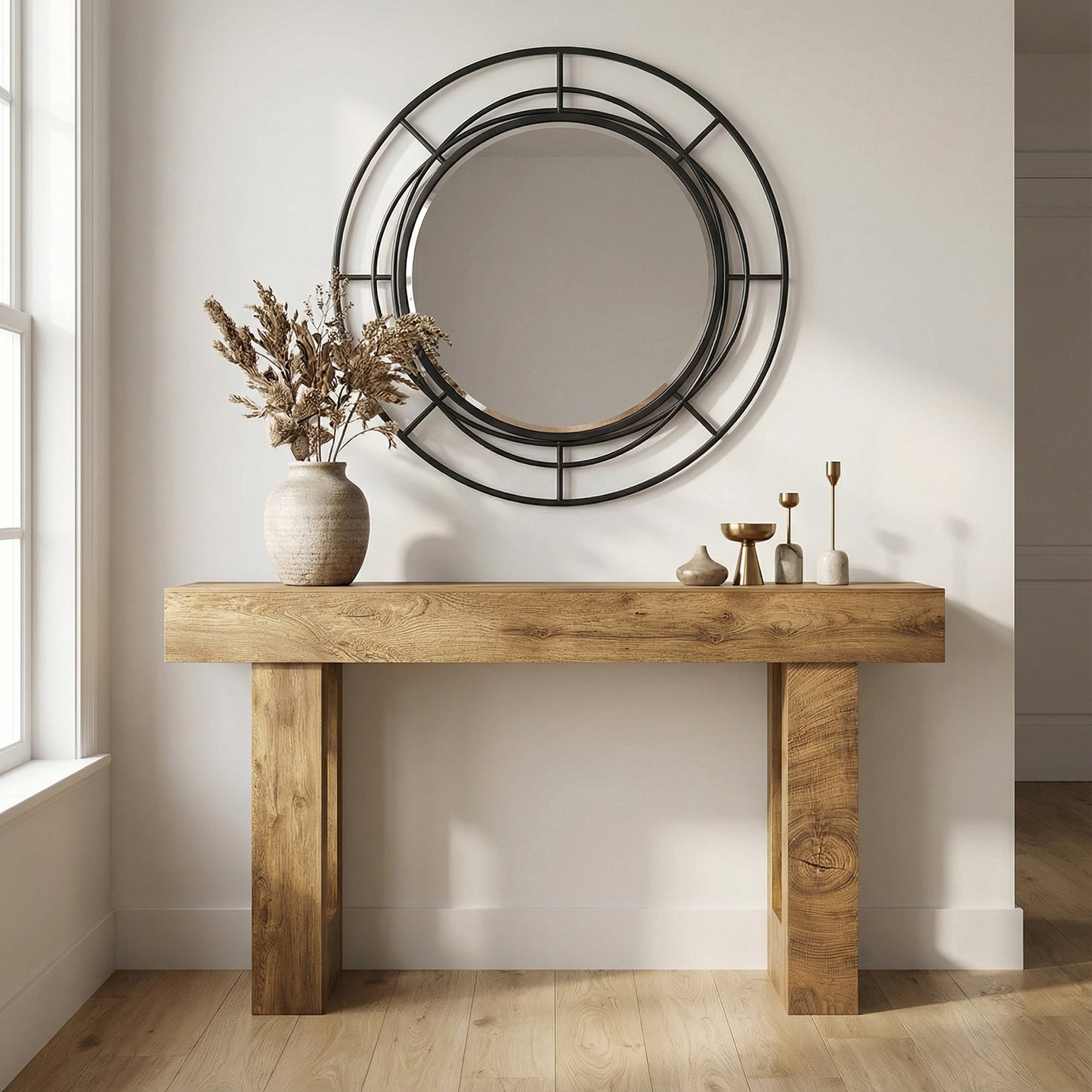 63'' Long Console Table, Farmhouse Entryway Table with Storage, Native Wood Grain Tree Scars, Wooden Rectangular Sofa Table Behind Couch for Entrance, Hallway, Living Room, Foyer (Natural Wood) image 6