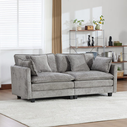 Cloud Sofa LoveSeat (Ottoman is not included), Modern Sectional Couch, for Living Room Bedroom and Apartment, Comfy Double Layer Upholstered Seat Cushion, Breathable Chenille Fabric, Gray,SSS5012GY image 1