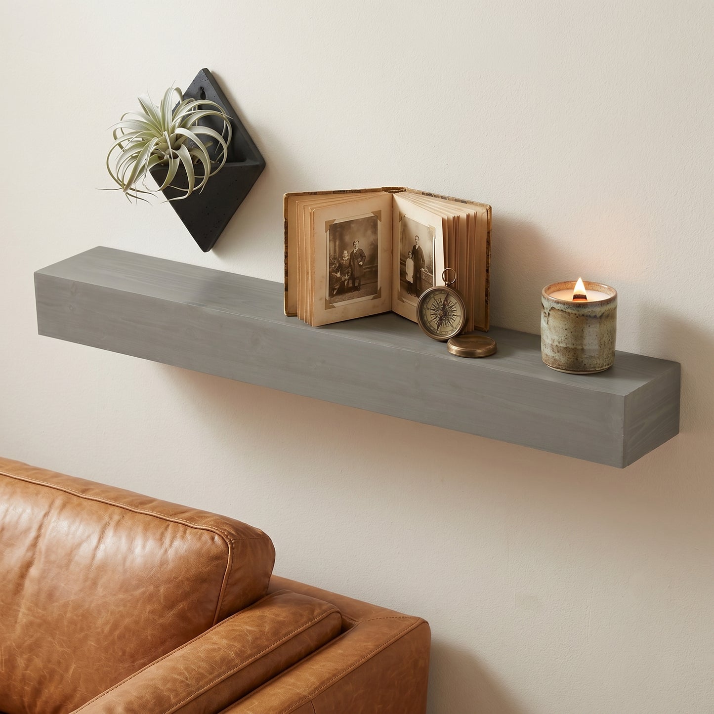 48'' Fireplace Mantel Fir Wood Wall-Mounted & Floating Shelf for Home Decor with Flat Surface image 1