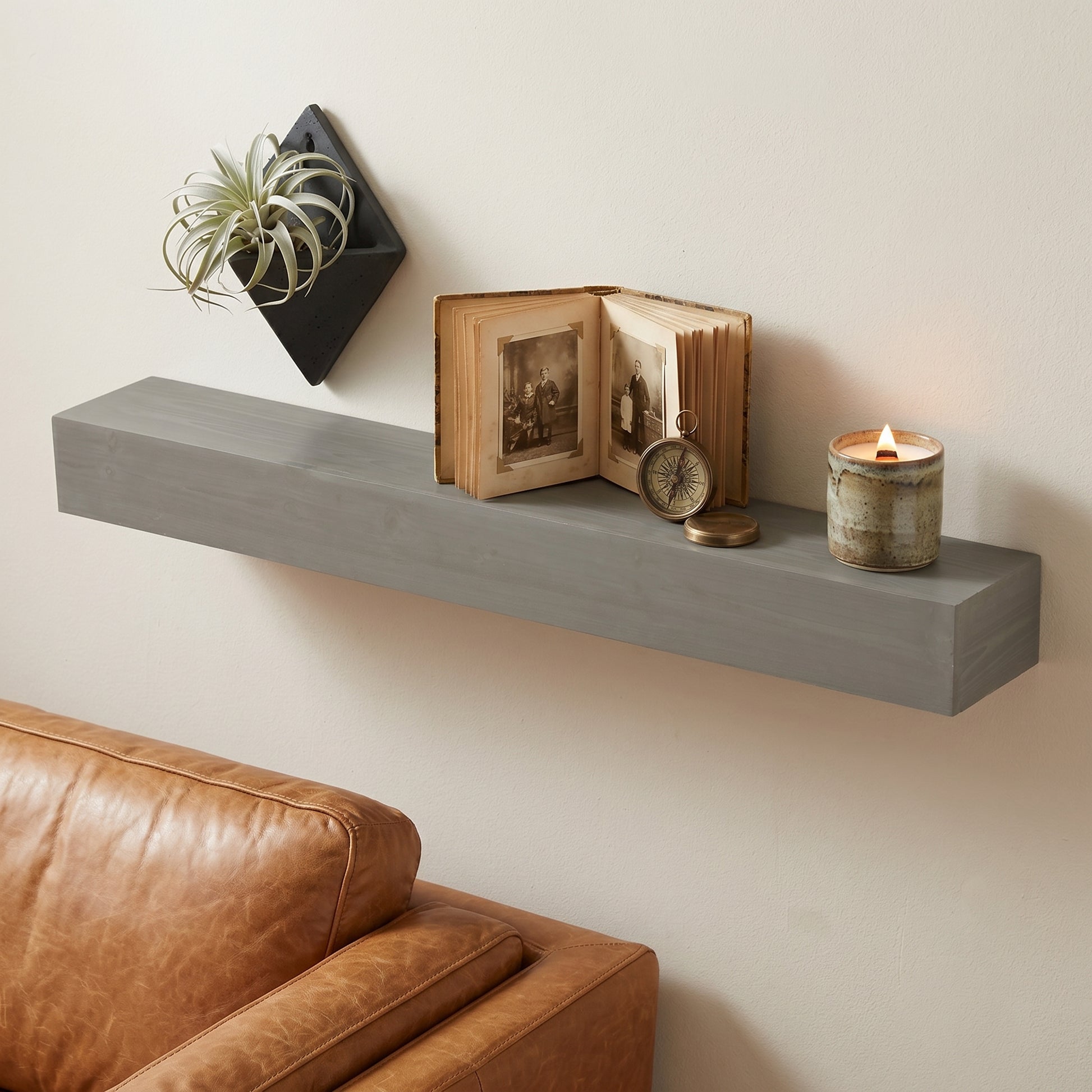 48'' Fireplace Mantel Fir Wood Wall-Mounted & Floating Shelf for Home Decor with Flat Surface image 1