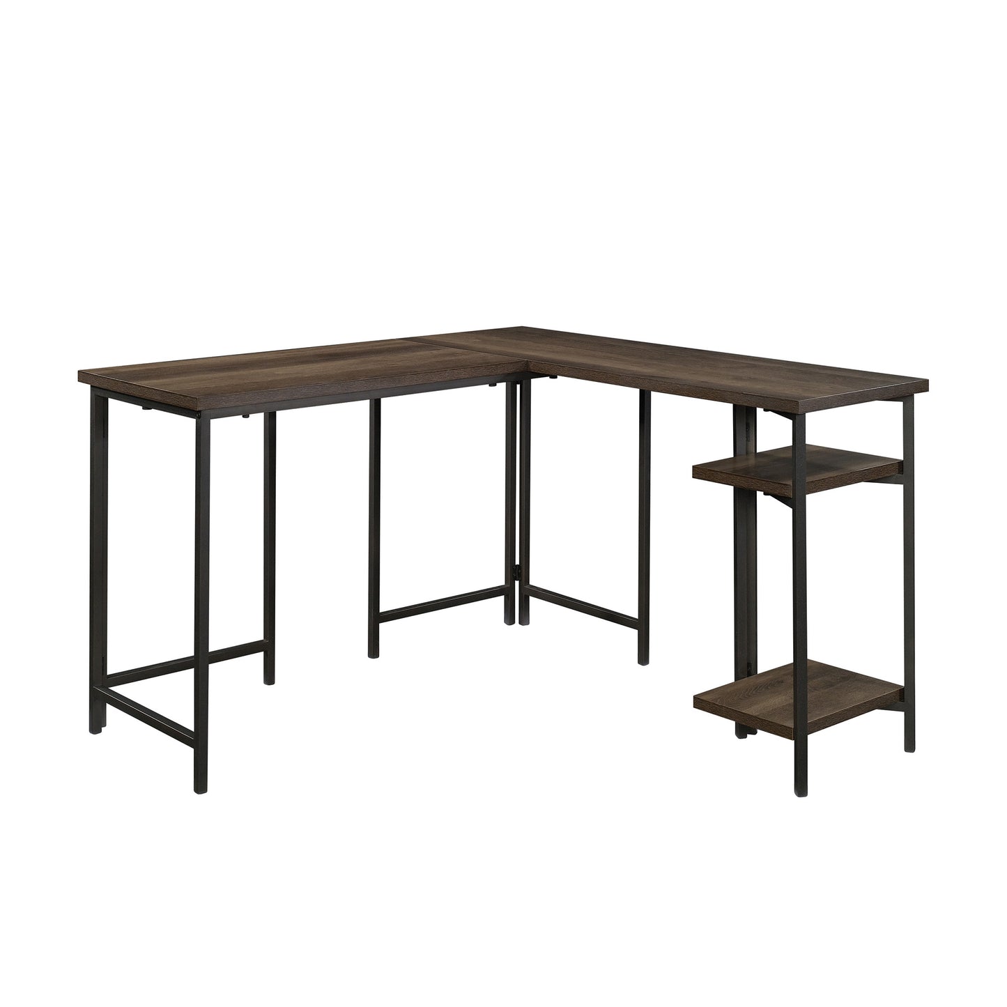 L-Shaped Desk with Rustic Style, Brown finish image 1