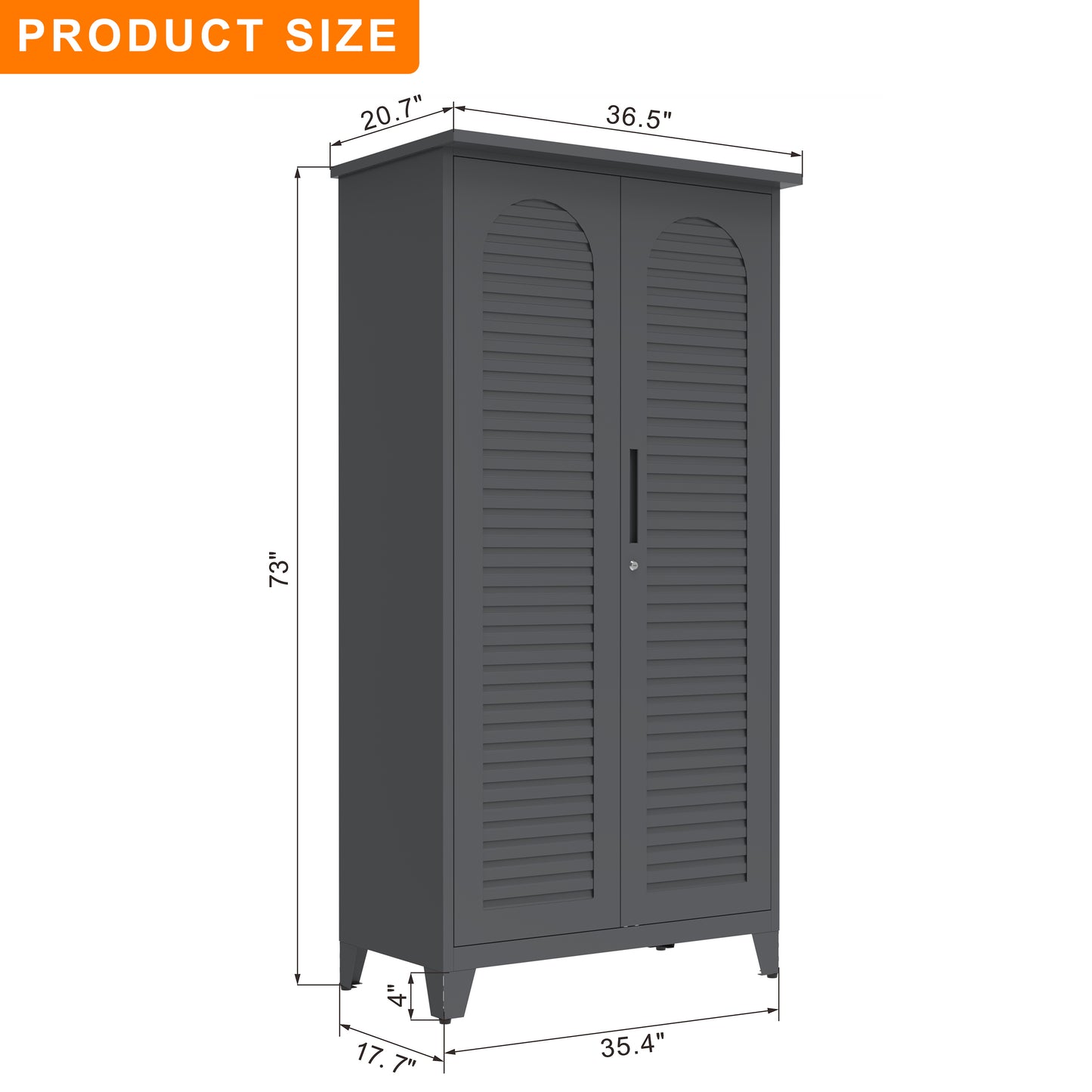 73'' Tall Metal Tool Storage Cabinet, with Ample Storage Space for Garage,Warehouse,Garden,Office, Living Room,Bathroom,Utility Room (Slate) image 9