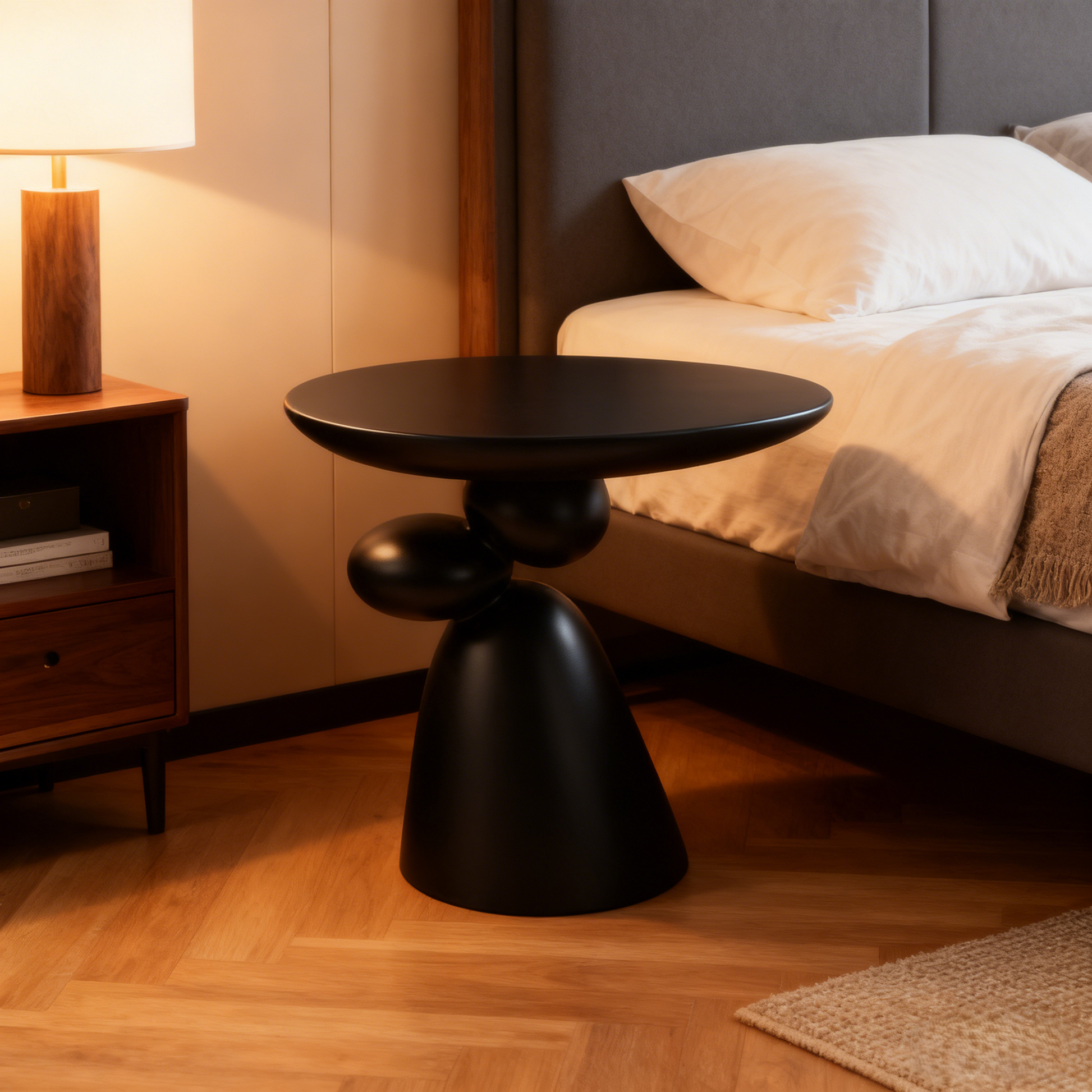 Lucky Stone End Table, Fiberglass Side Table, Modern Minimalist Corner Table, Coffee table with Decoration, Home Decor for Living Room, Bedroom, Guestroom image 2