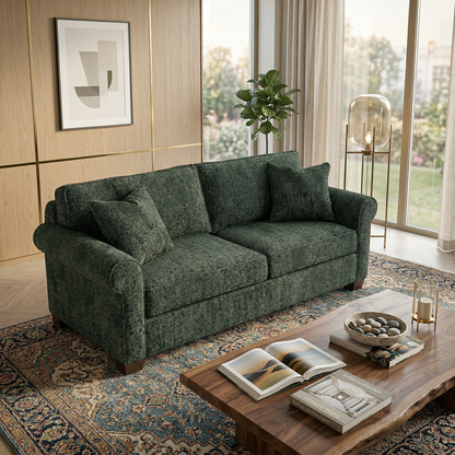 Irlanda Sofa – Made in USA, 5-Day Shipping, Custom Fabric Options, Classic Sofa Wholesale Sofa Furniture - Velvet Antique Charcoal - Sage Green image 1