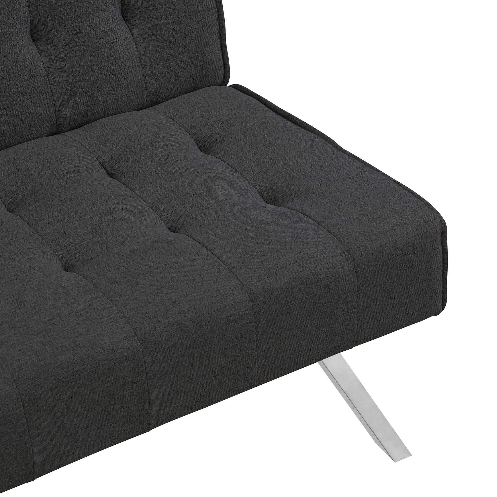 WOOD FRAME, STAINLESS LEG, FUTON, SOFA BED BLACK image 12