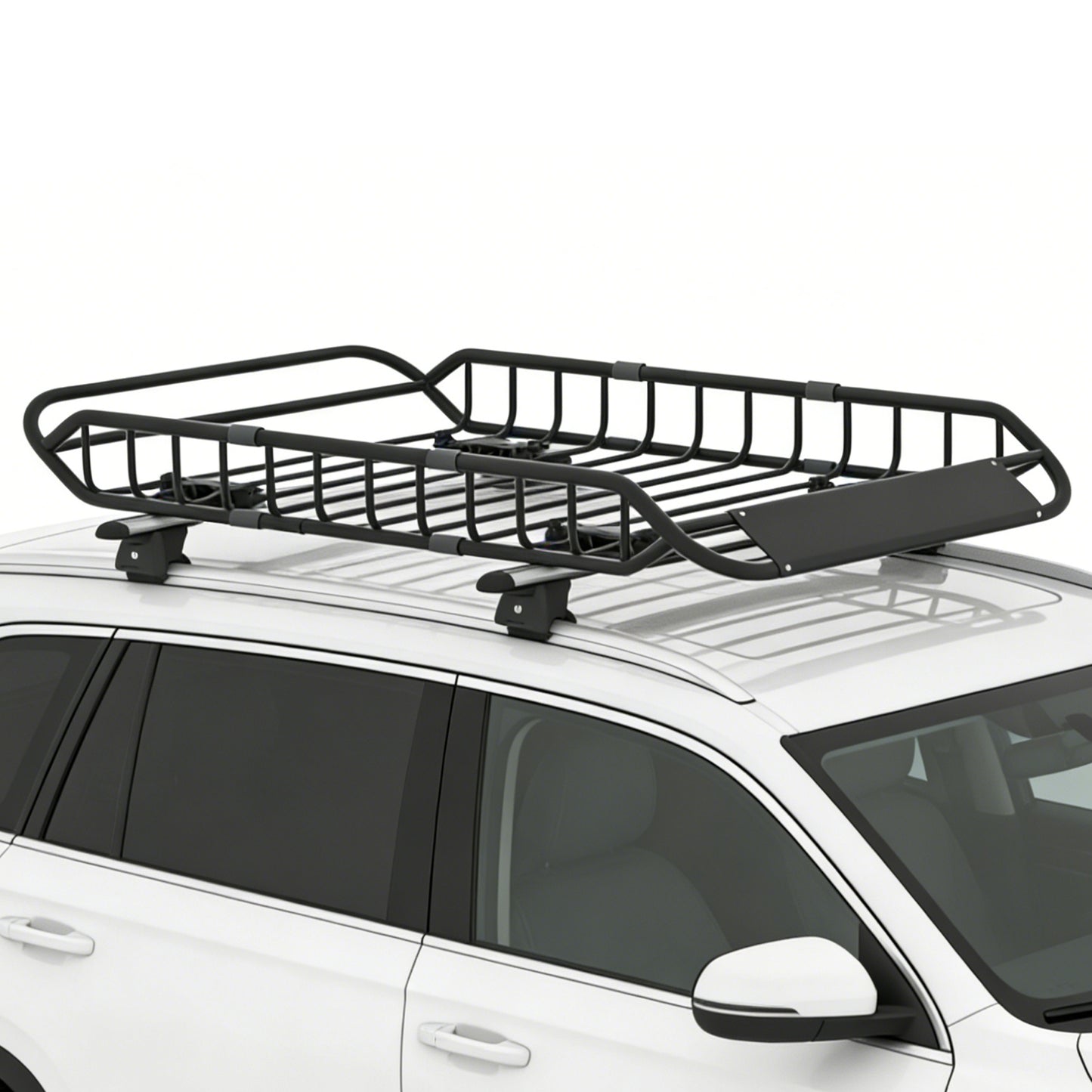 Roof Rack Cargo Basket 50"(L) x 36"(W) x 5.1"(H) Extendable Universal Rooftop Luggage Carrier for Truck Cars SUV with Waterproof Cargo Bag, Cargo Net, Ratchet Straps & Outdoor Combination Lock image 3