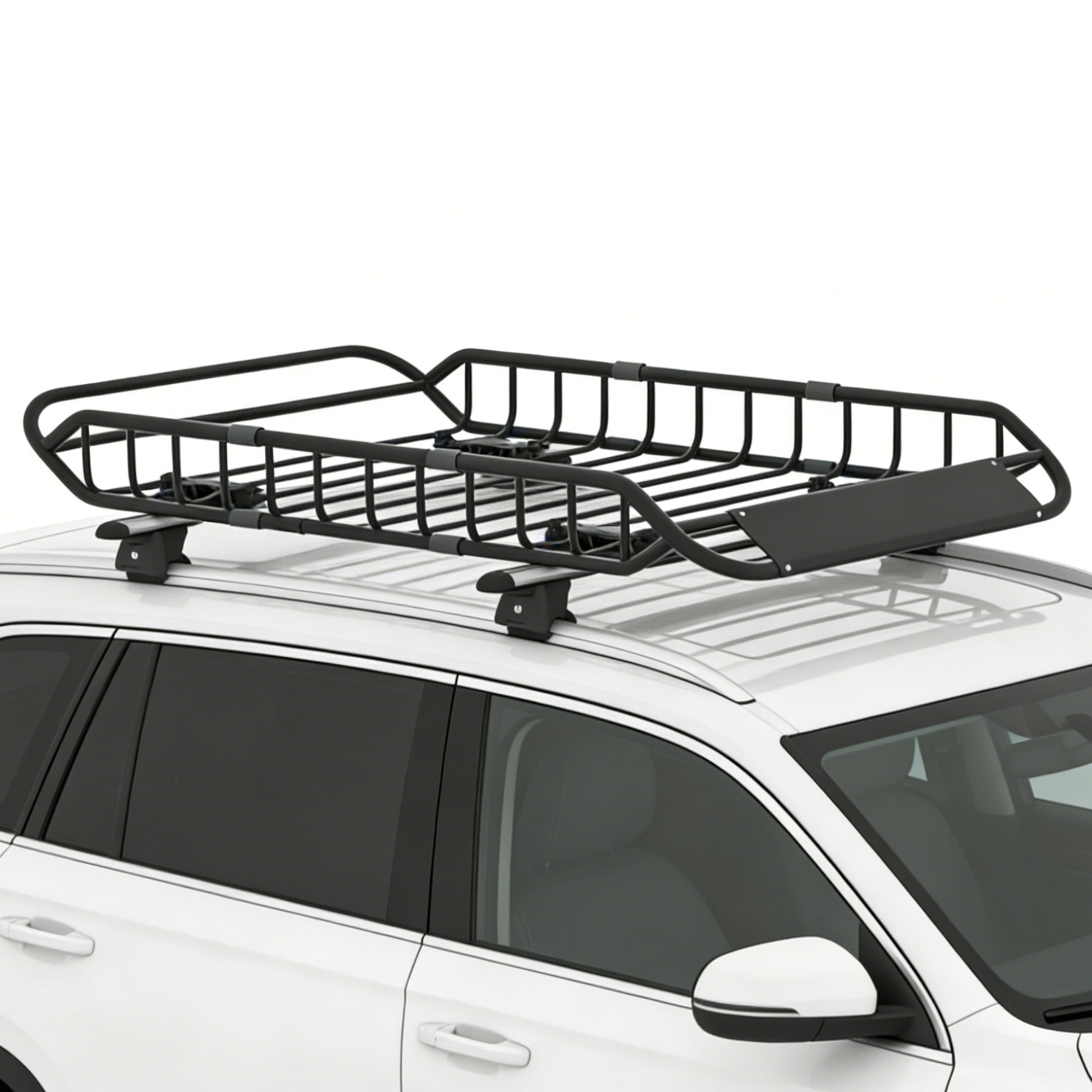 Roof Rack Cargo Basket 50"(L) x 36"(W) x 5.1"(H) Extendable Universal Rooftop Luggage Carrier for Truck Cars SUV with Waterproof Cargo Bag, Cargo Net, Ratchet Straps & Outdoor Combination Lock image 3