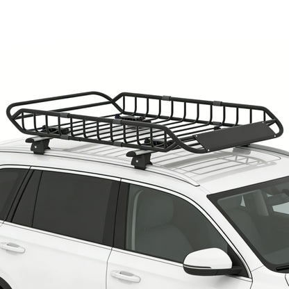 Roof Rack Cargo Basket 50"(L) x 36"(W) x 5.1"(H) Extendable Universal Rooftop Luggage Carrier for Truck Cars SUV with Waterproof Cargo Bag, Cargo Net, Ratchet Straps & Outdoor Combination Lock image 3