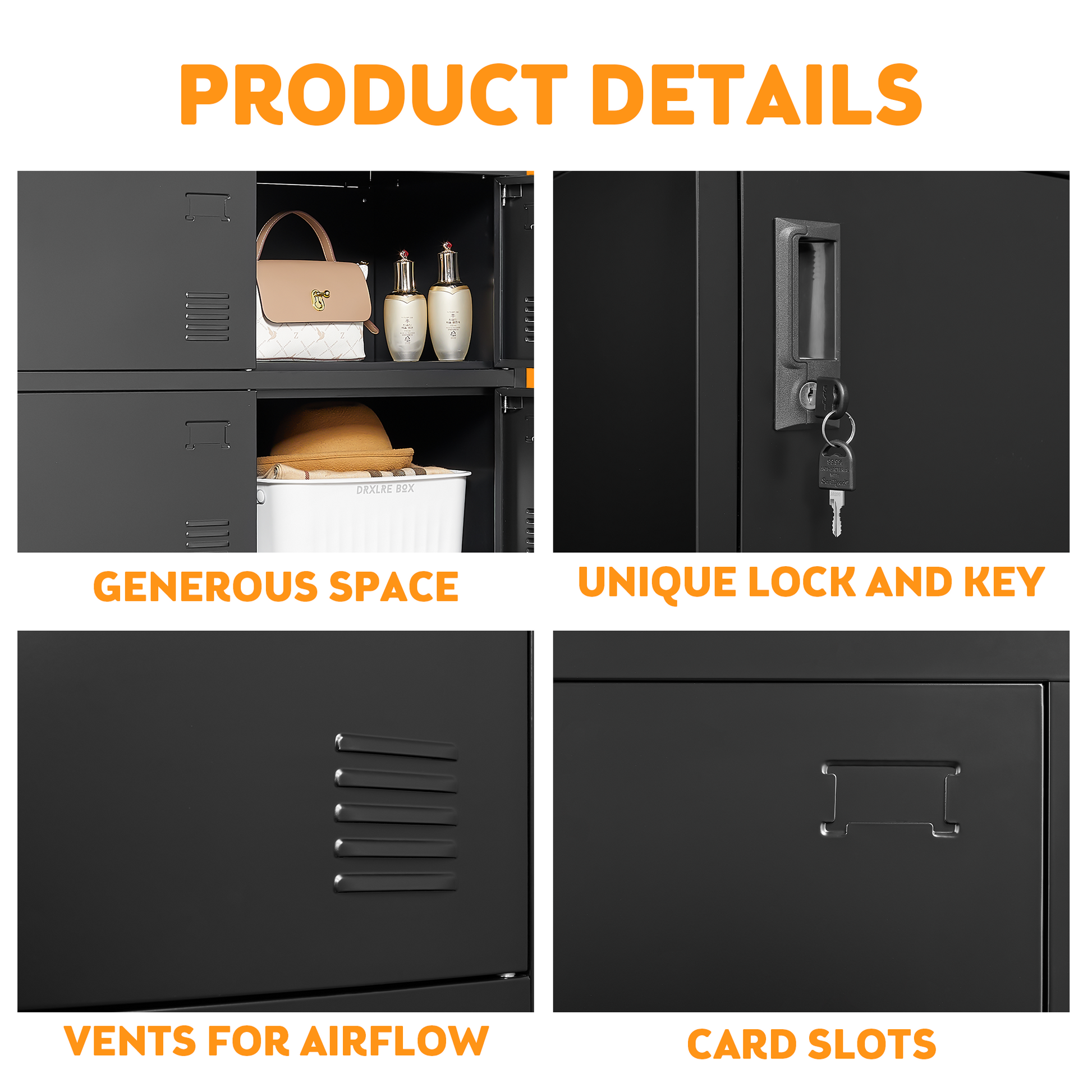 6-Door Employee Storage Locker, Metal Lockers for Office, Gym, School, and Homewith Card Slot (Black) image 4