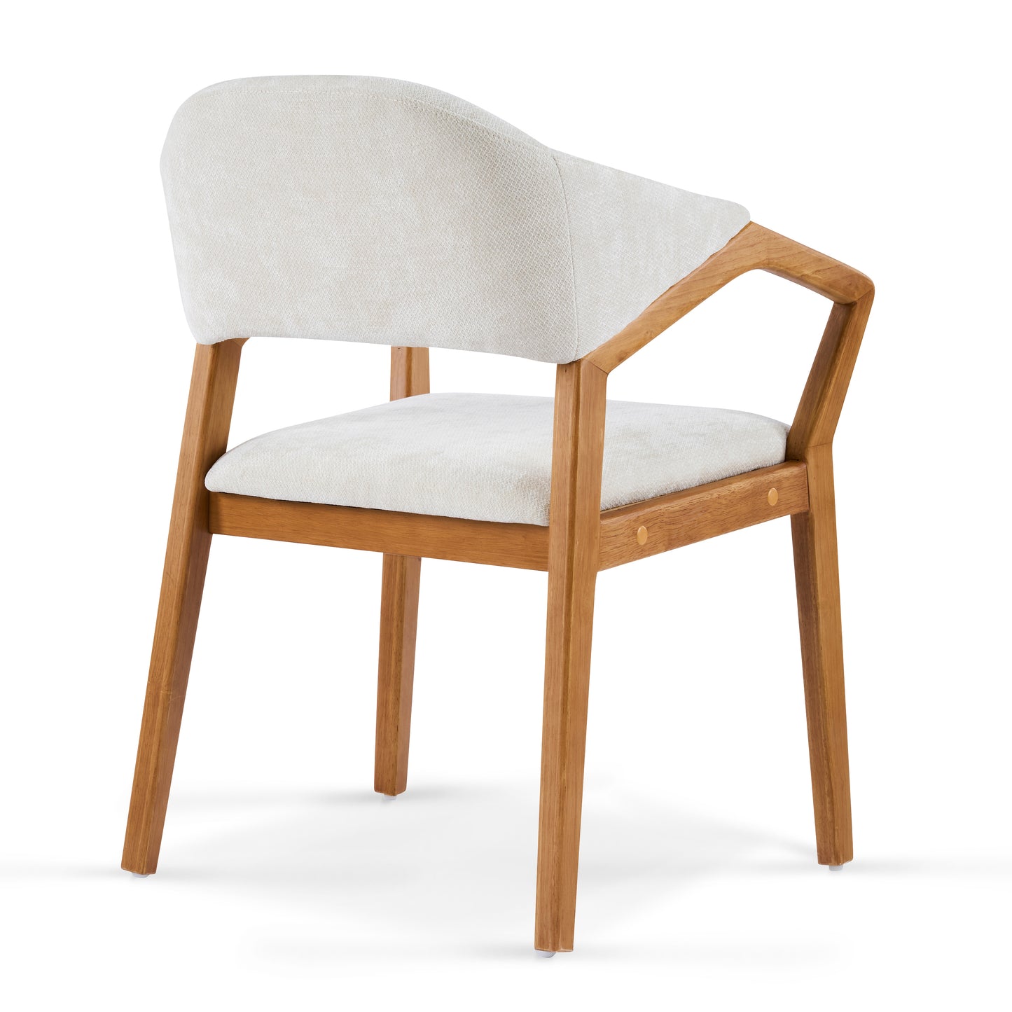 Indoor Dining Chair Set of 2, Beige Chenille Upholstered Armchair with Sturdy Frame, 300lbs Capacity, Ergonomic Curved Backrest image 10