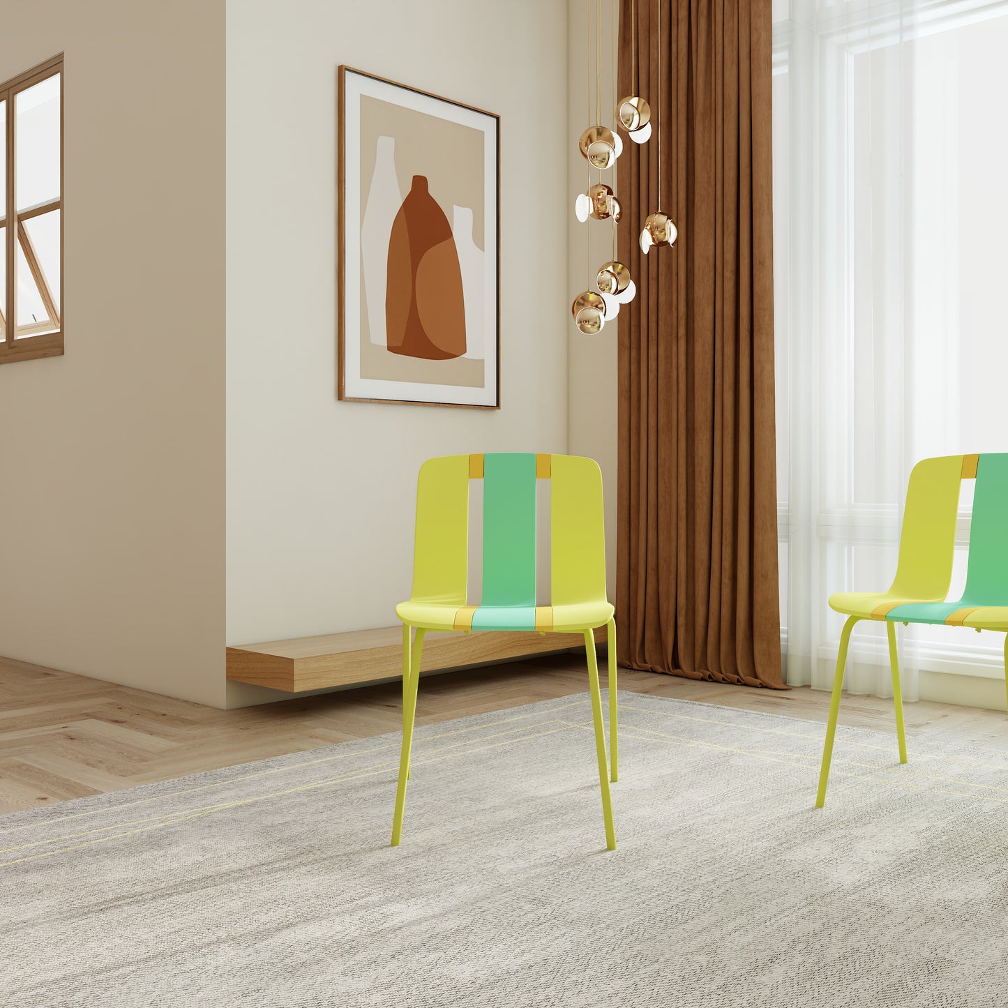 Summer 4-Pack Modern Striped Color Block Chairs – Color Block Pattern