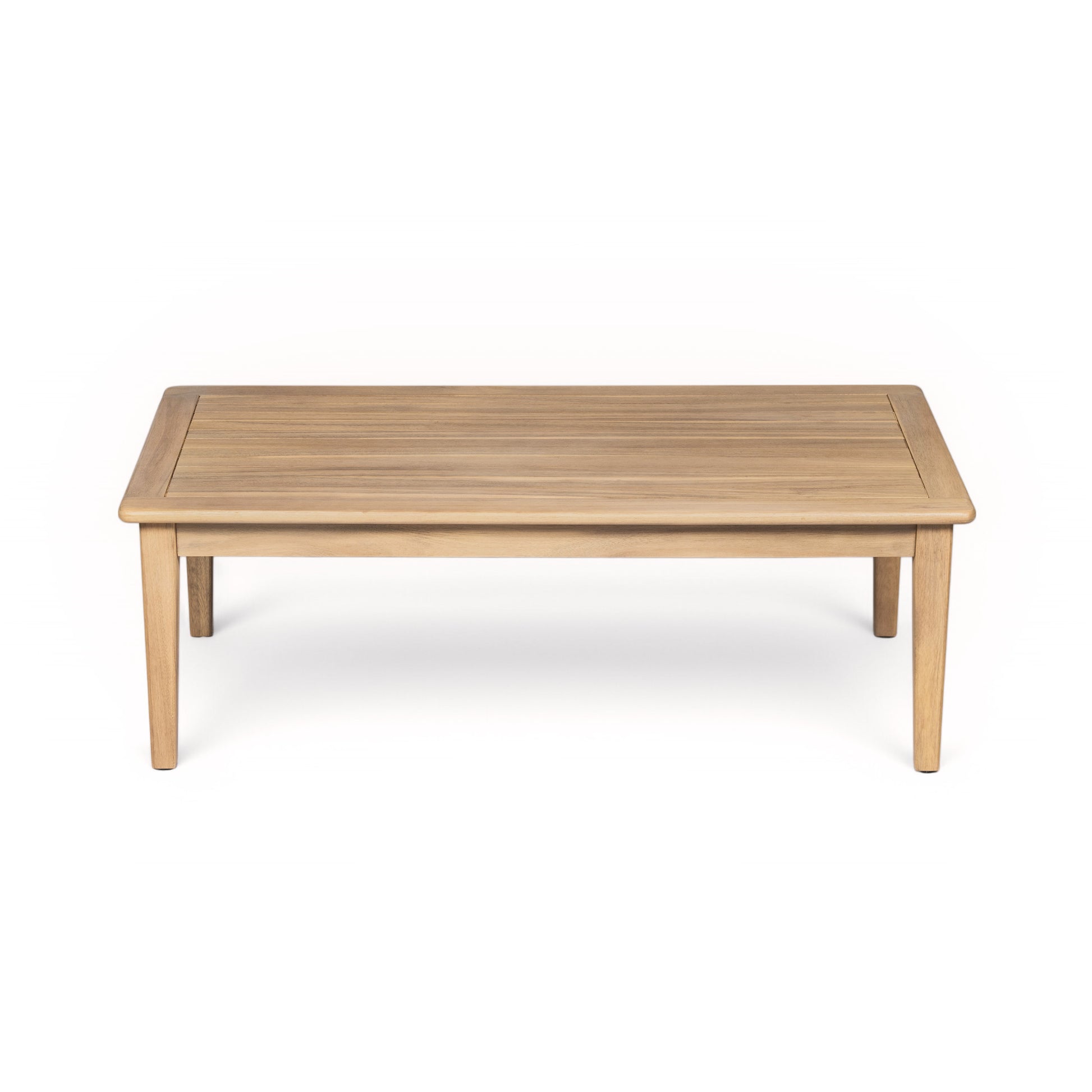 Outdoor Acacia Wood Loveseat with Coffee Table, Light Teak Frame, Beige Cushion image 4