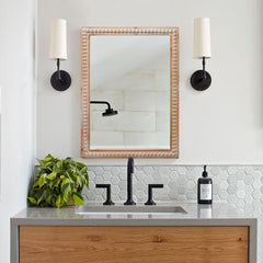 22x30 Inches Wooden Framed Bathroom Mirror - Farmhouse Style