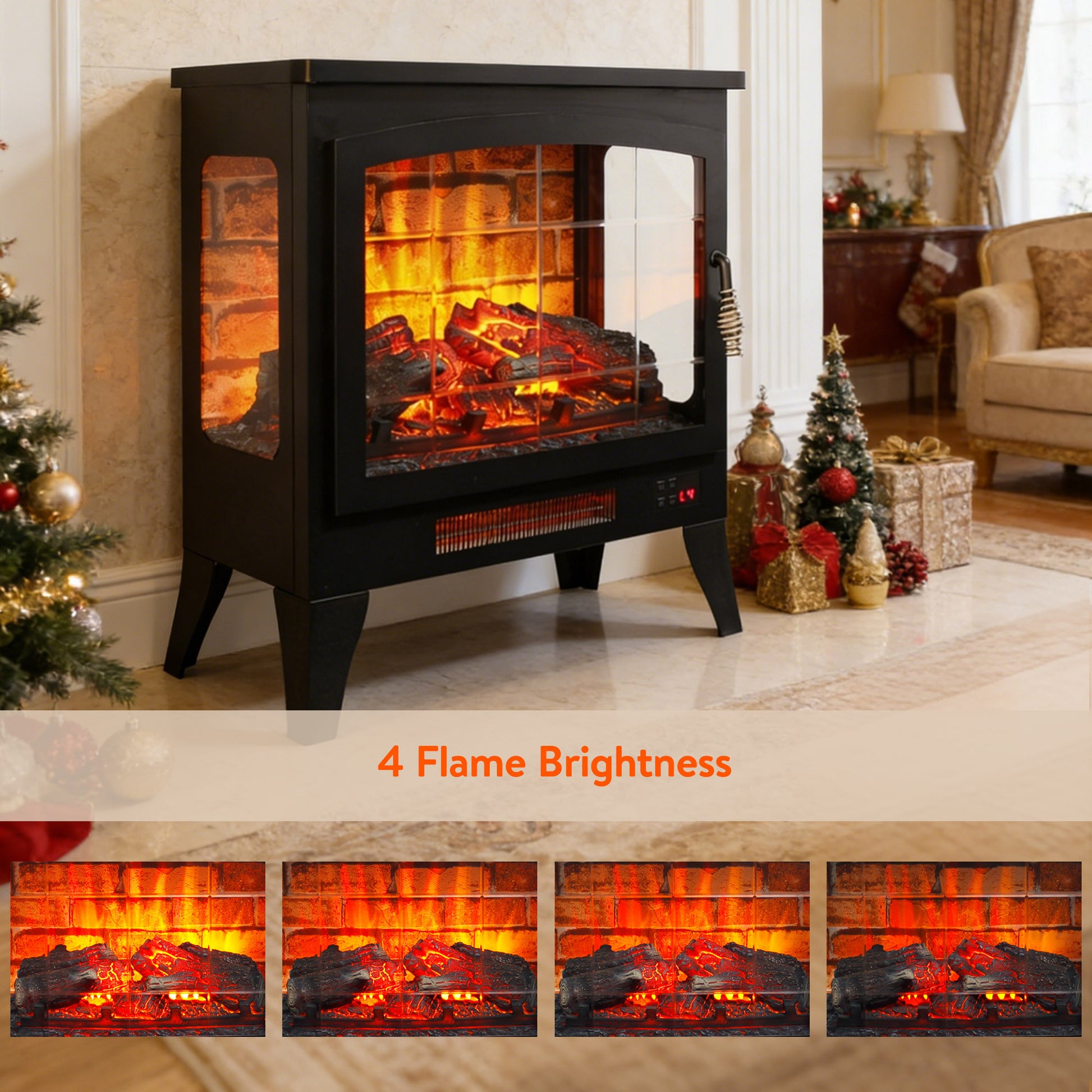 21 inchThree-sided Freestanding Electric Fireplace Stove heater with 3D Flame effect with remote control image 8