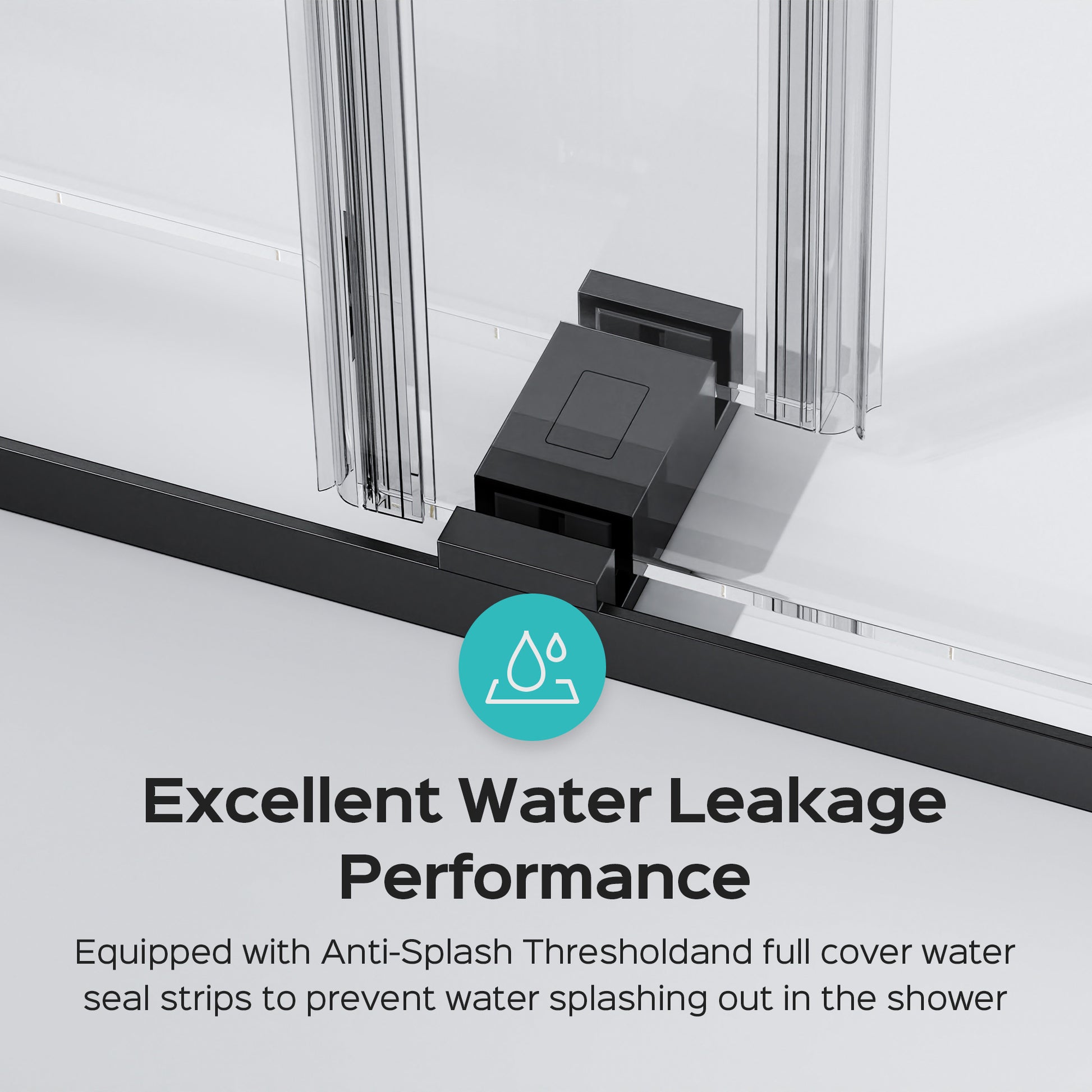 For 56-60 inches *76 inches Frameless Double Sliding Shower Door in Matte Black, 3/8 inches (10mm) Thick SGCC Tempered Glass Door, Reversible Installation, No Soft-Close image 8