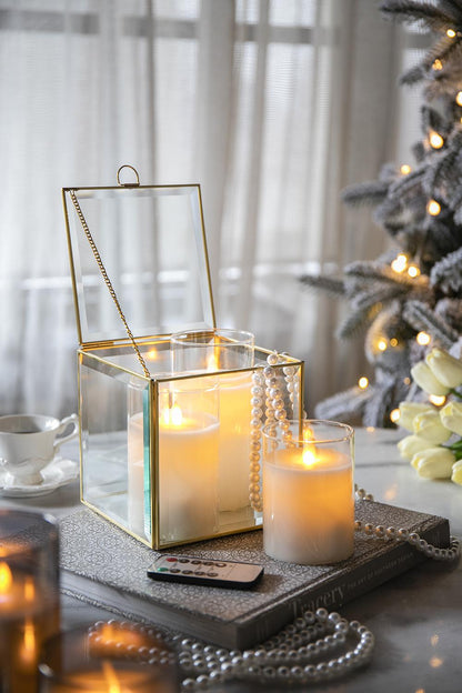 S/3 Real Flame-Effect LED Wax Candles Light With Remote Timer, White L:D3x6" M:D3x5" S:D3x4" image 3