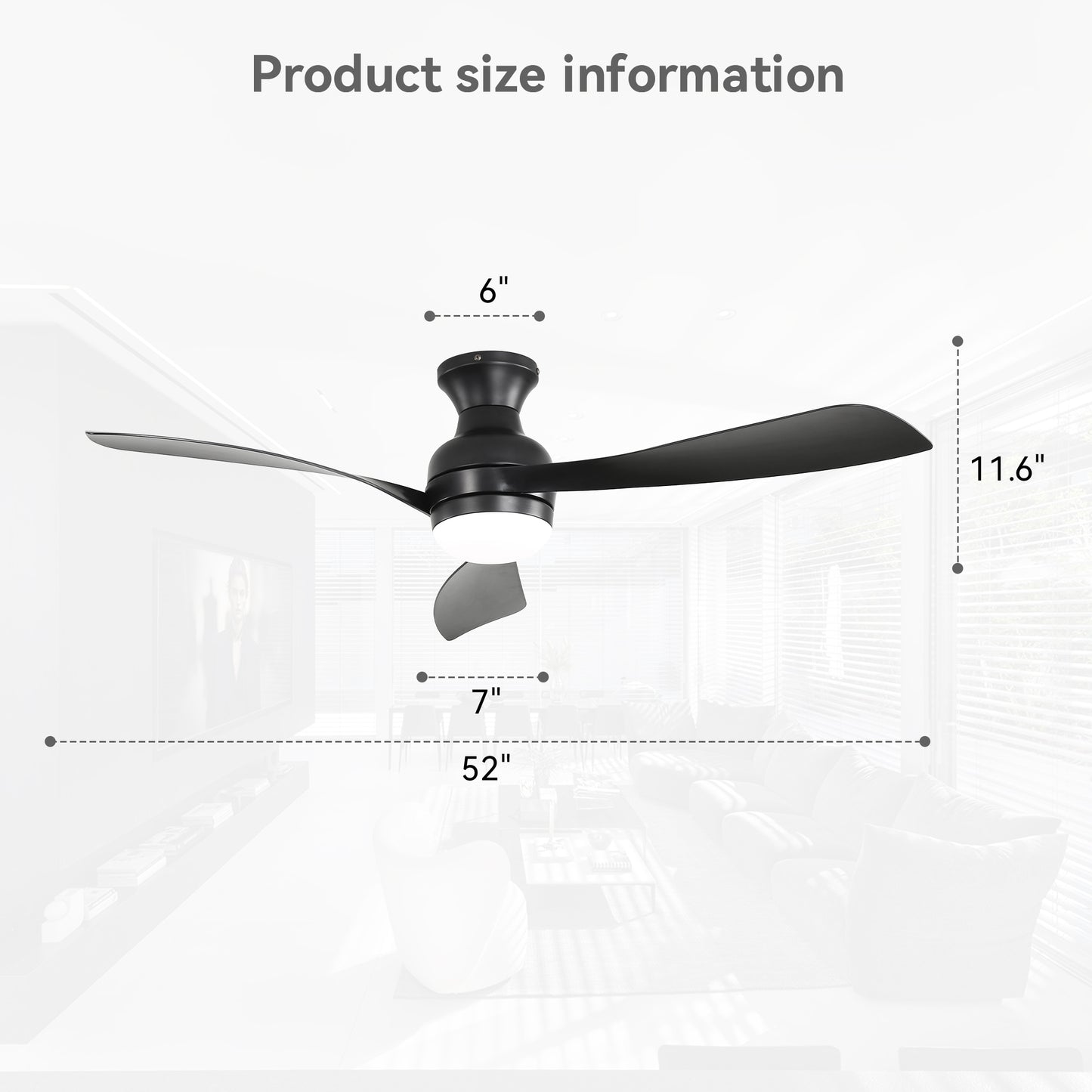 52" Ceiling Fan with Lights, Dimmable LED, Reversible DC Motor, Light Memory, for Bedroom, Living Room, Kitchen image 9