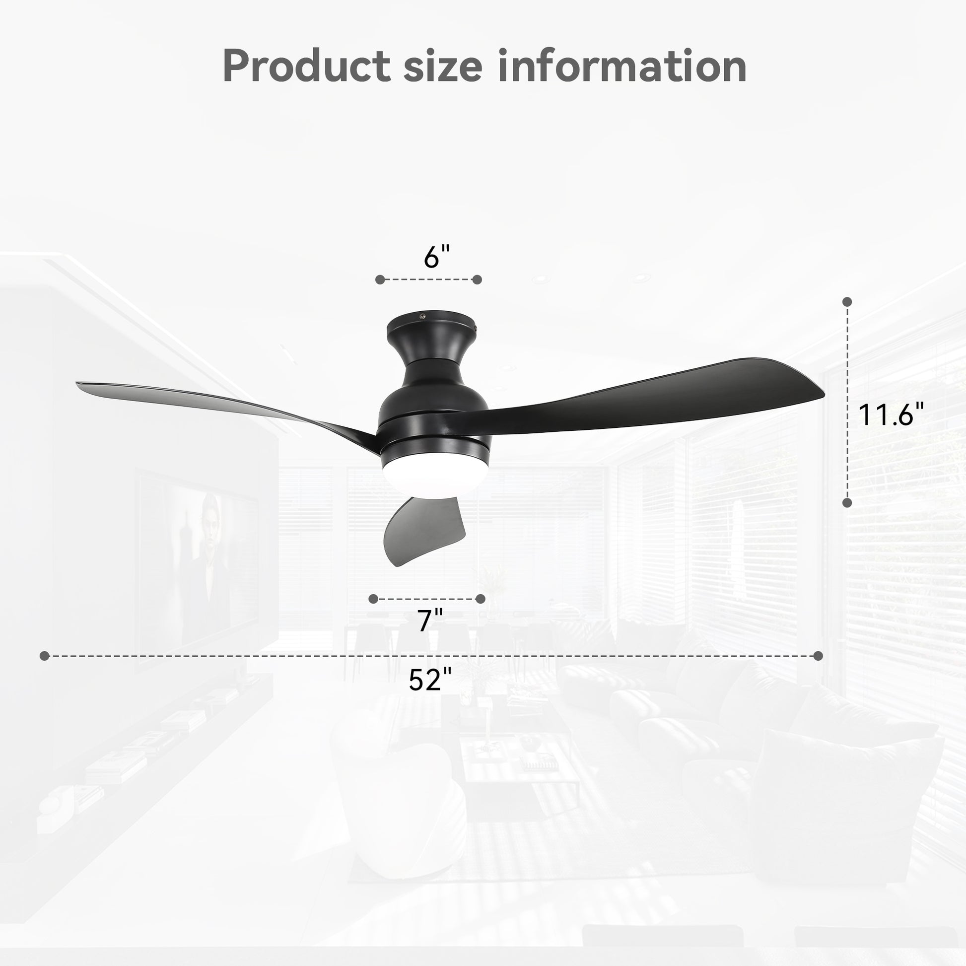 52" Ceiling Fan with Lights, Dimmable LED, Reversible DC Motor, Light Memory, for Bedroom, Living Room, Kitchen image 9
