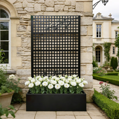 Metal Planter Box with Trellis 70.9in H x 43.3in W x 15.8in D - Outdoor Raised Garden Bed with Privacy Screen Lattice Panels for Patio Decoration for Backyard Patio Balcony, Rose Black image 6