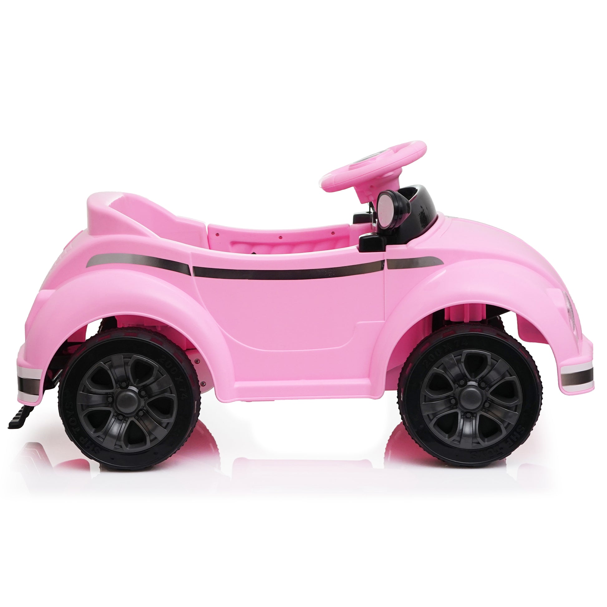 12V Kids Ride On Car W/2.4G RC,Classic Vintage Rounded Styling & Anti-Tip Design,Bright LED Front Headlights,Adjustable Speed,Multifunctional Steering Wheel,USB & Bluetooth,Suitable for Kids Aged 2-4 image 6