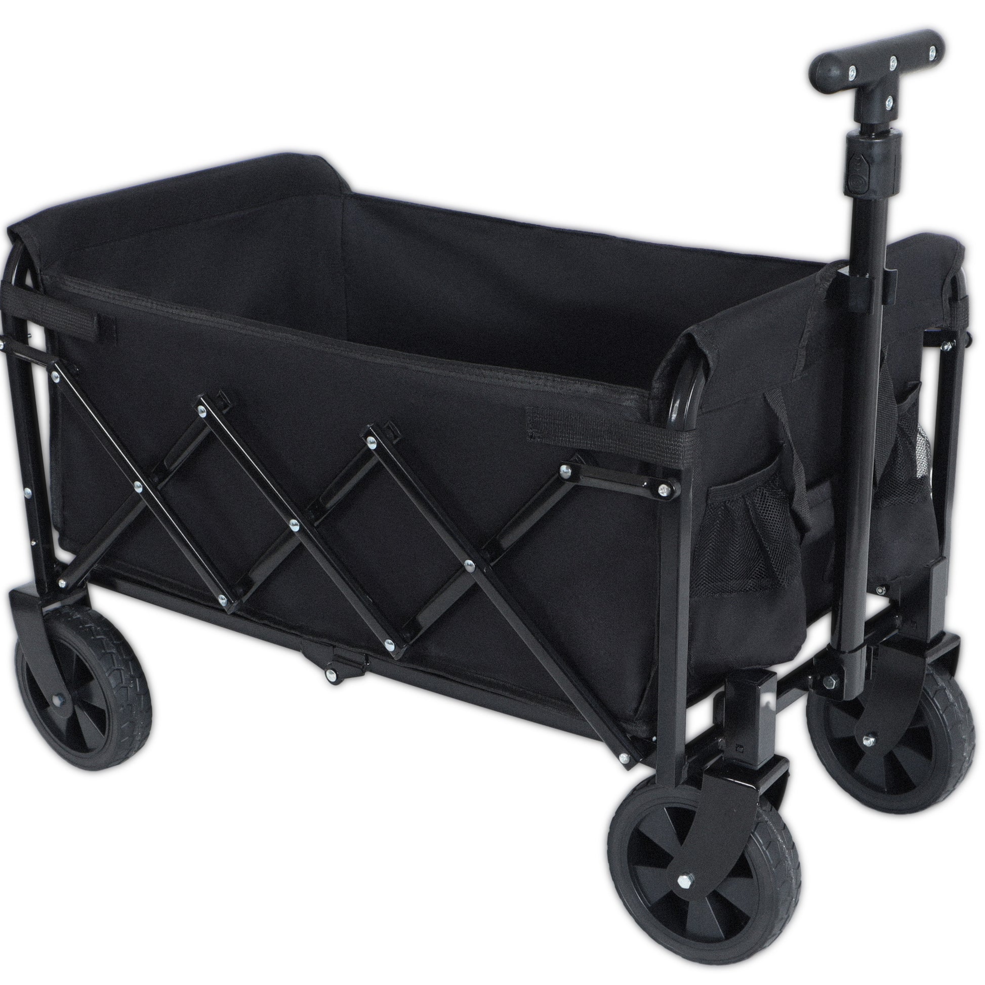 Expandable Dual-Layer Utility Wagon with 100% Extra Space - 225lbs Grocery Cart for Camping, Shopping, Sports, Gardening, Fishing, Black image 8