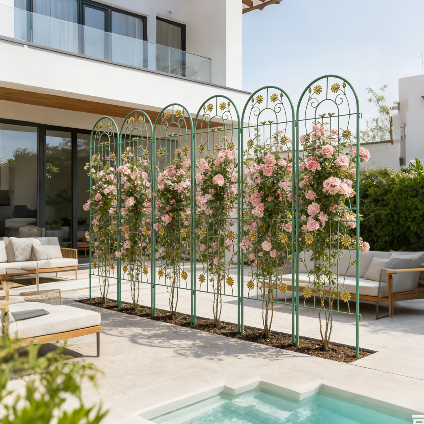 4 Pack Metal Garden Trellis 71" x 19.7" Rustproof Trellis for Climbing Plants Outdoor Flower Support Green image 5